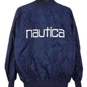 Nautica Satin Bomber Jacket Vintage 90s Streetwear Spell Out Mens Size Large